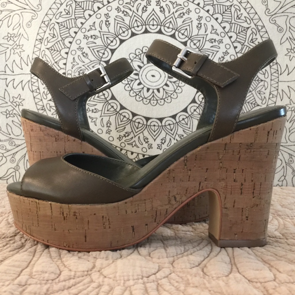 Marc Fisher Leather Wedge Sandals, Size 7.5